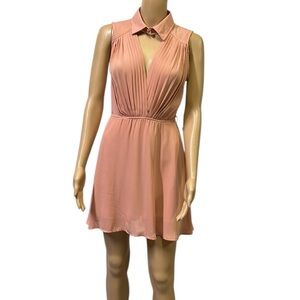 Foreign Exchange Collared Plunge Neckline Lightweight Sleeveless Mini Dress S